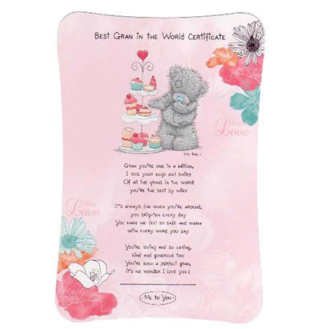 Best Gran in the World Me to You Bear Certificate £1.99